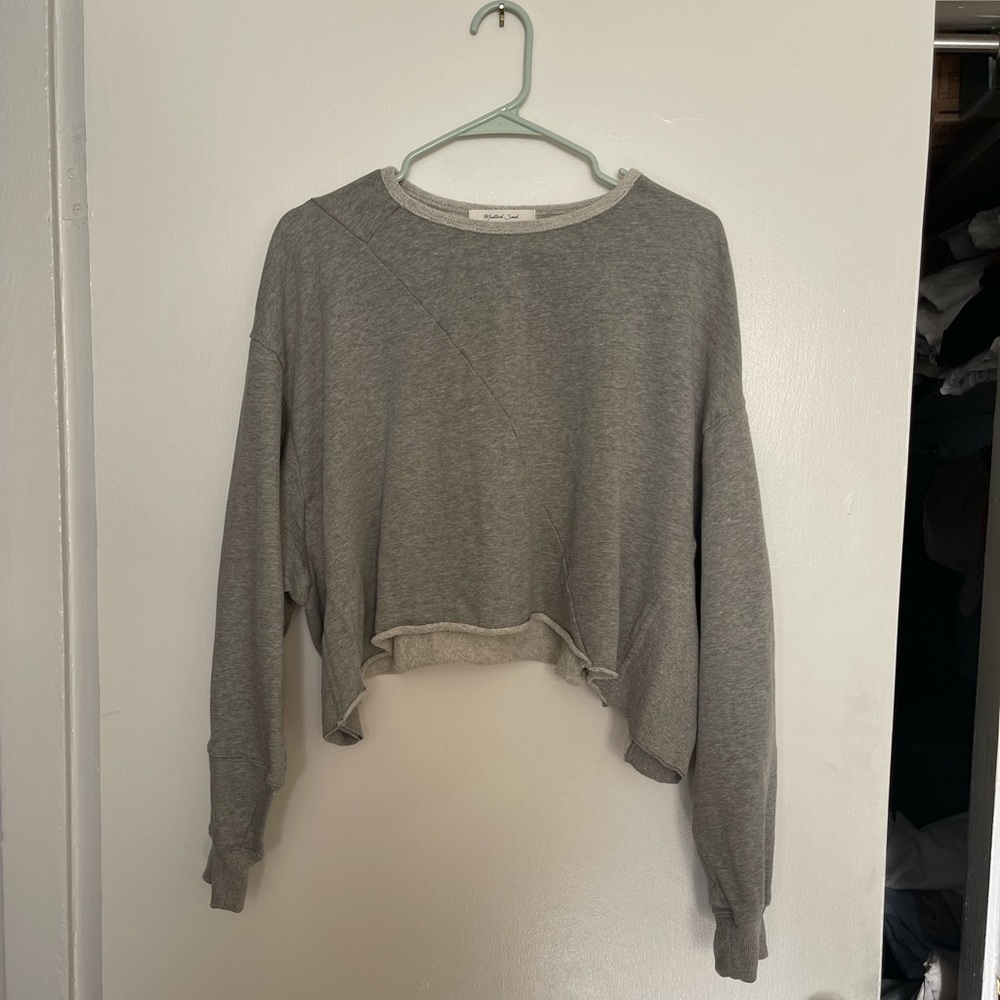 Vici Mustard Seed cropped distressed sweatshirt